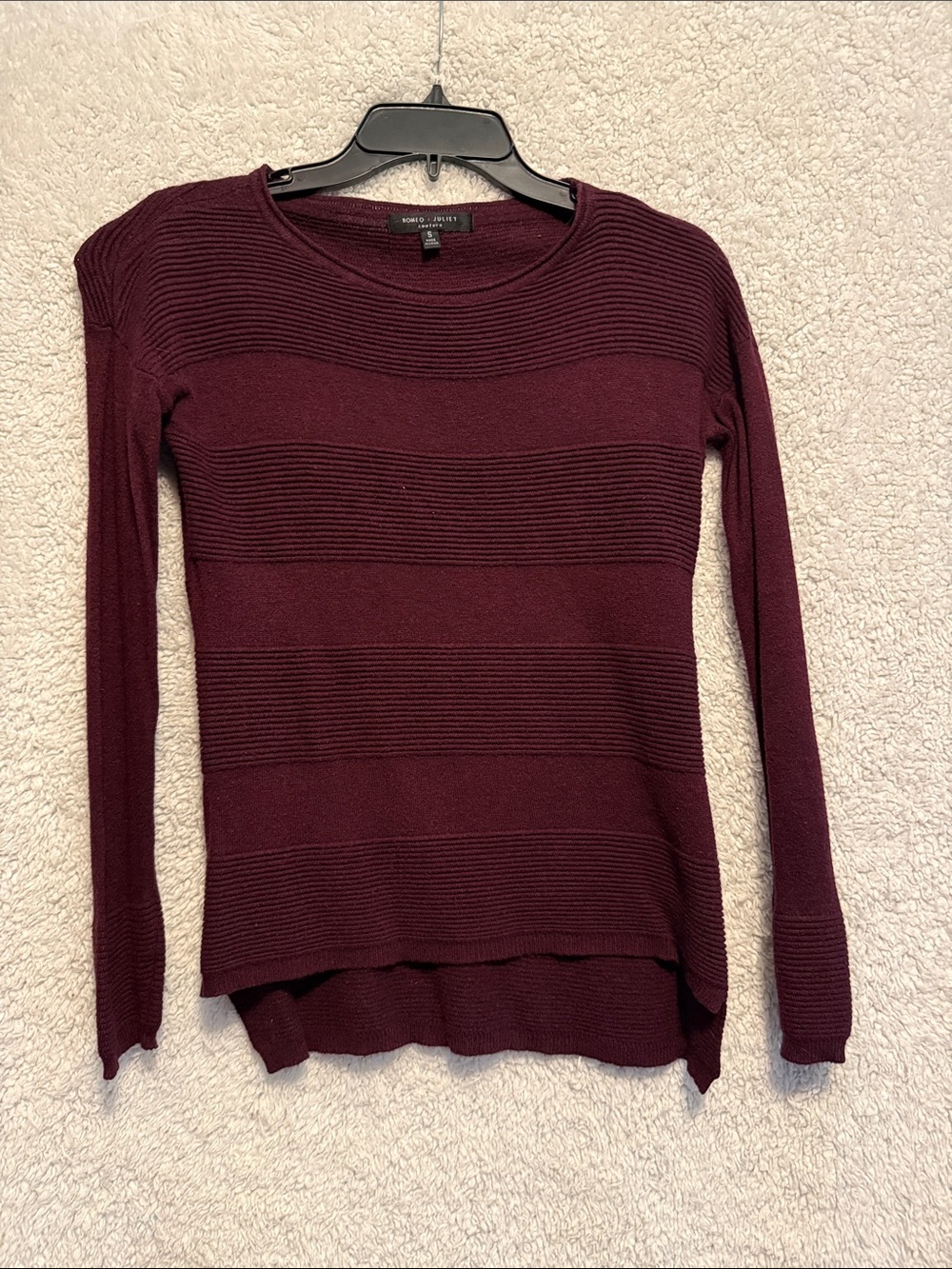 Purple Ribbed Long-Sleeve Sweater